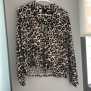 TOP SHOP Cropped Cheetah Print Button Up